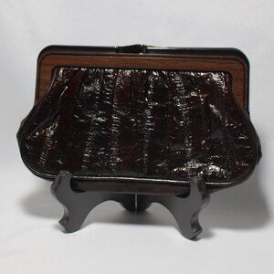 Small Brown Faux Leather Clutch